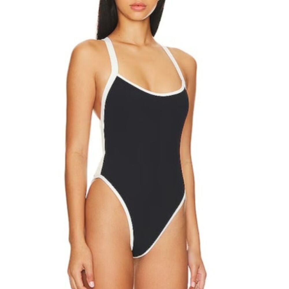 LSpace Baewatch One Piece Swimsuit in Black & Cream Size Large